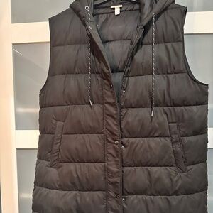 Zella WOMENS Black Longline Hooded Puffer Vest